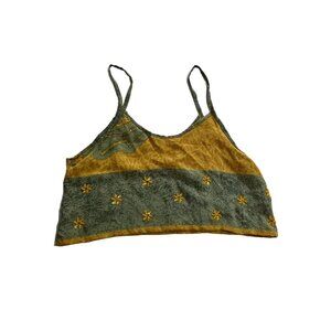 Sun Child Crop Tank Top in Yellow Blue